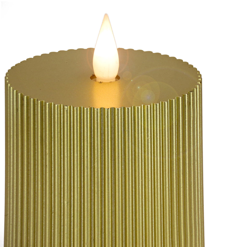 Flameless Candle with Remote, Gold Warm White LED, Battery Powered, 8 in V833496