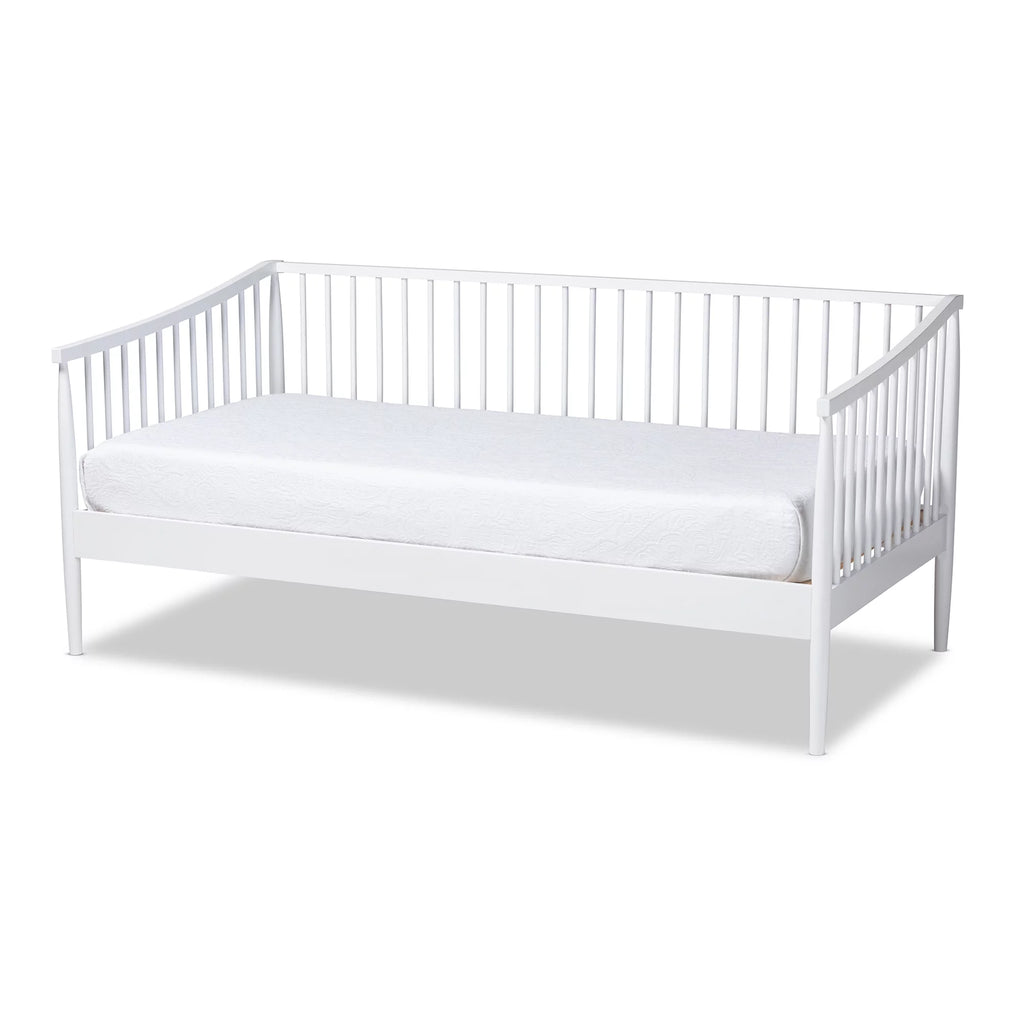 White Wood Twin Size Spindle Daybed E7753