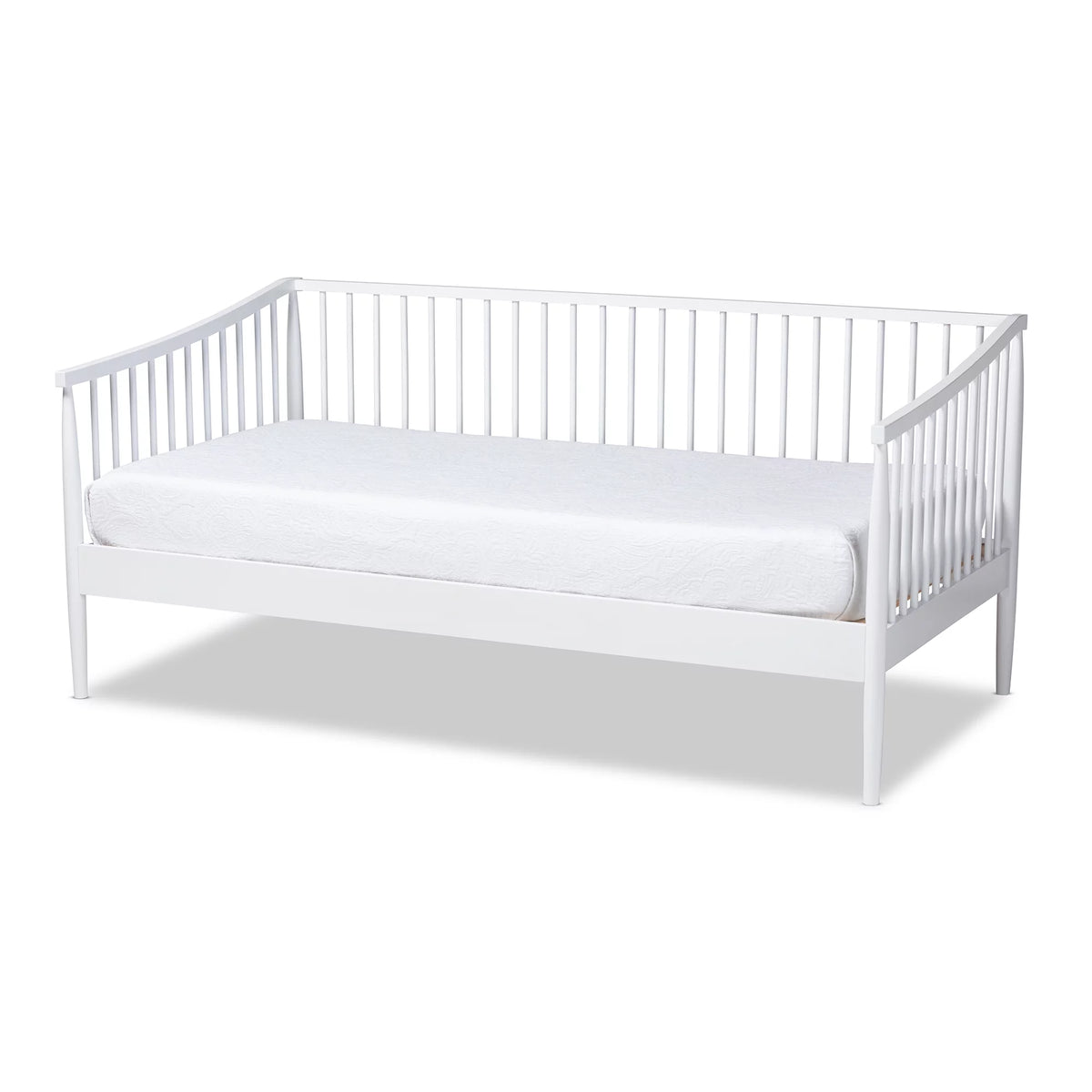 White Wood Twin Size Spindle Daybed E7753