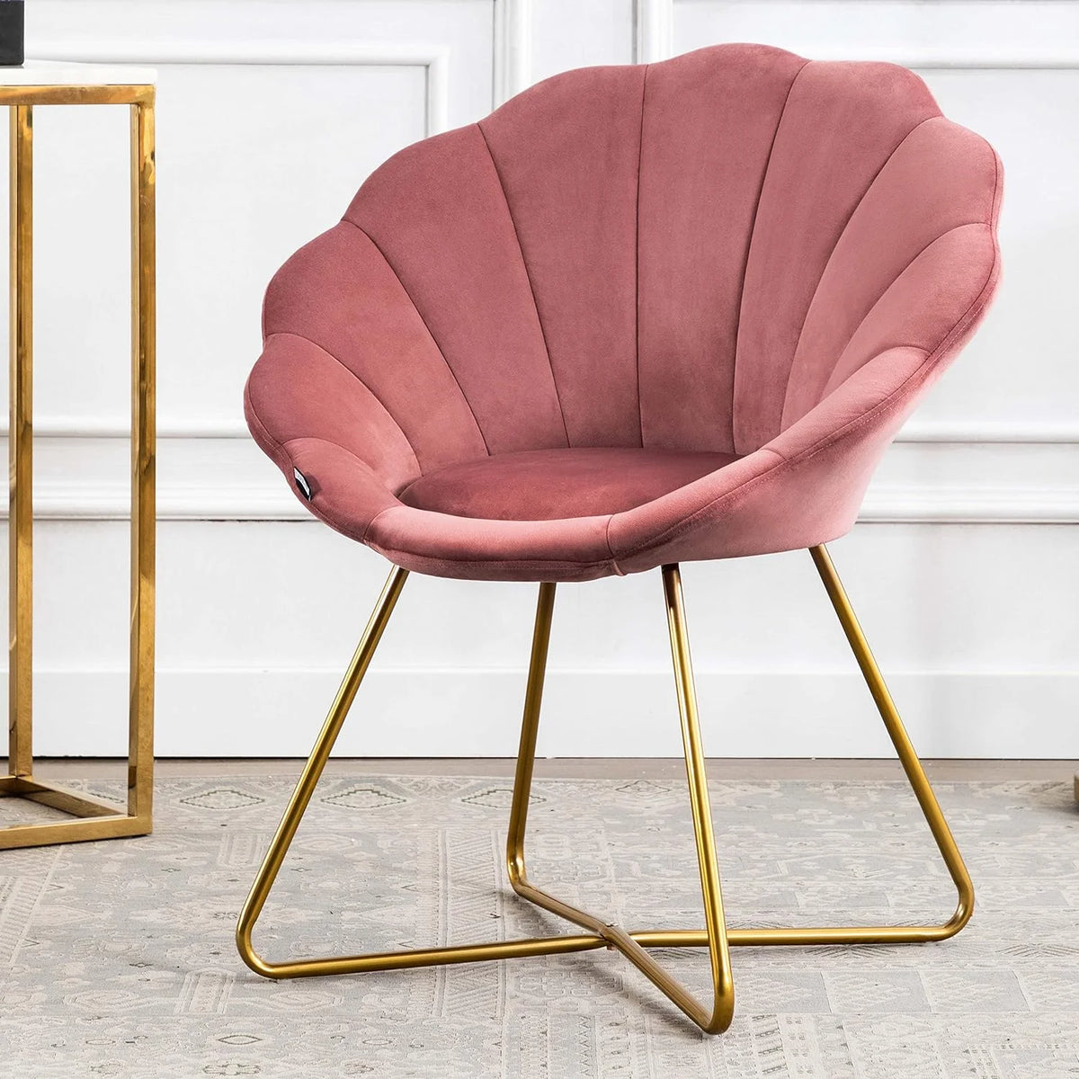 Velvet Upholstered Accent Chair with Metal Legs M10139