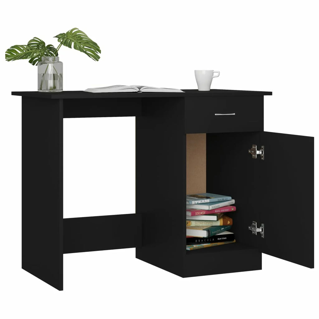 Black Computer Desk with Storage Drawer and Door Cabinet F719109
