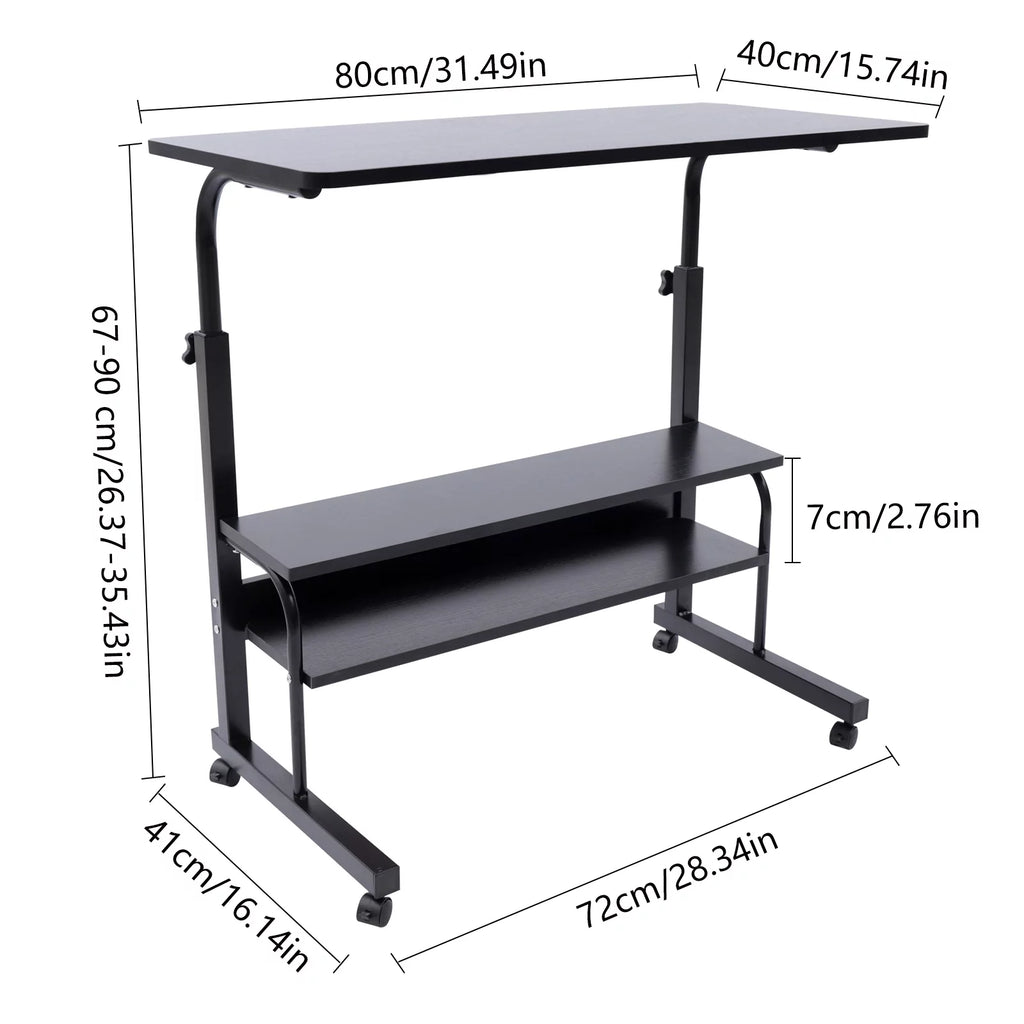 Height Adjustable Mobile Computer Desk with Wheels Y140384