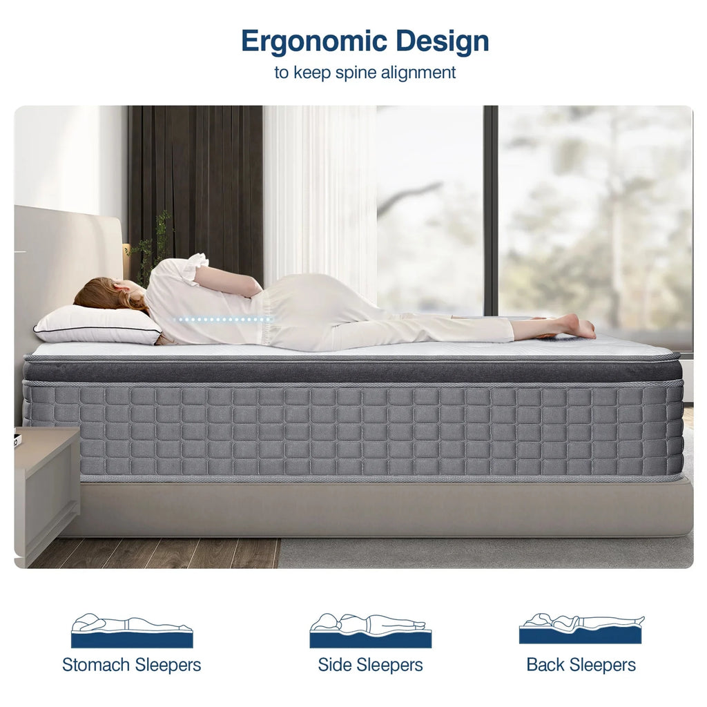 14 inch Gel Memory Foam Pocket Spring Hybrid Mattress Y1677