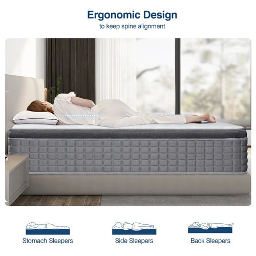 14 inch Gel Memory Foam Pocket Spring Hybrid Mattress Y1677