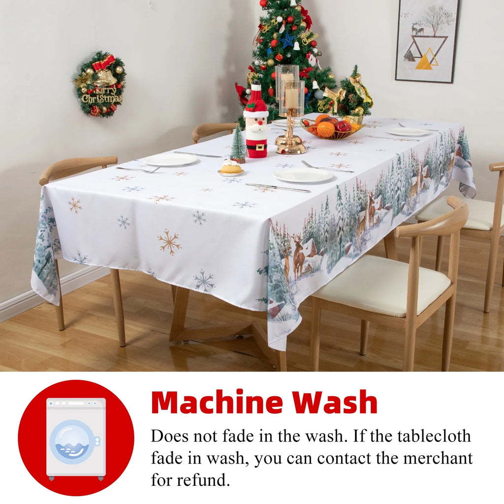 Christmas Tablecloth Rectangle 60x102in Machine Washable Polyester Y98148