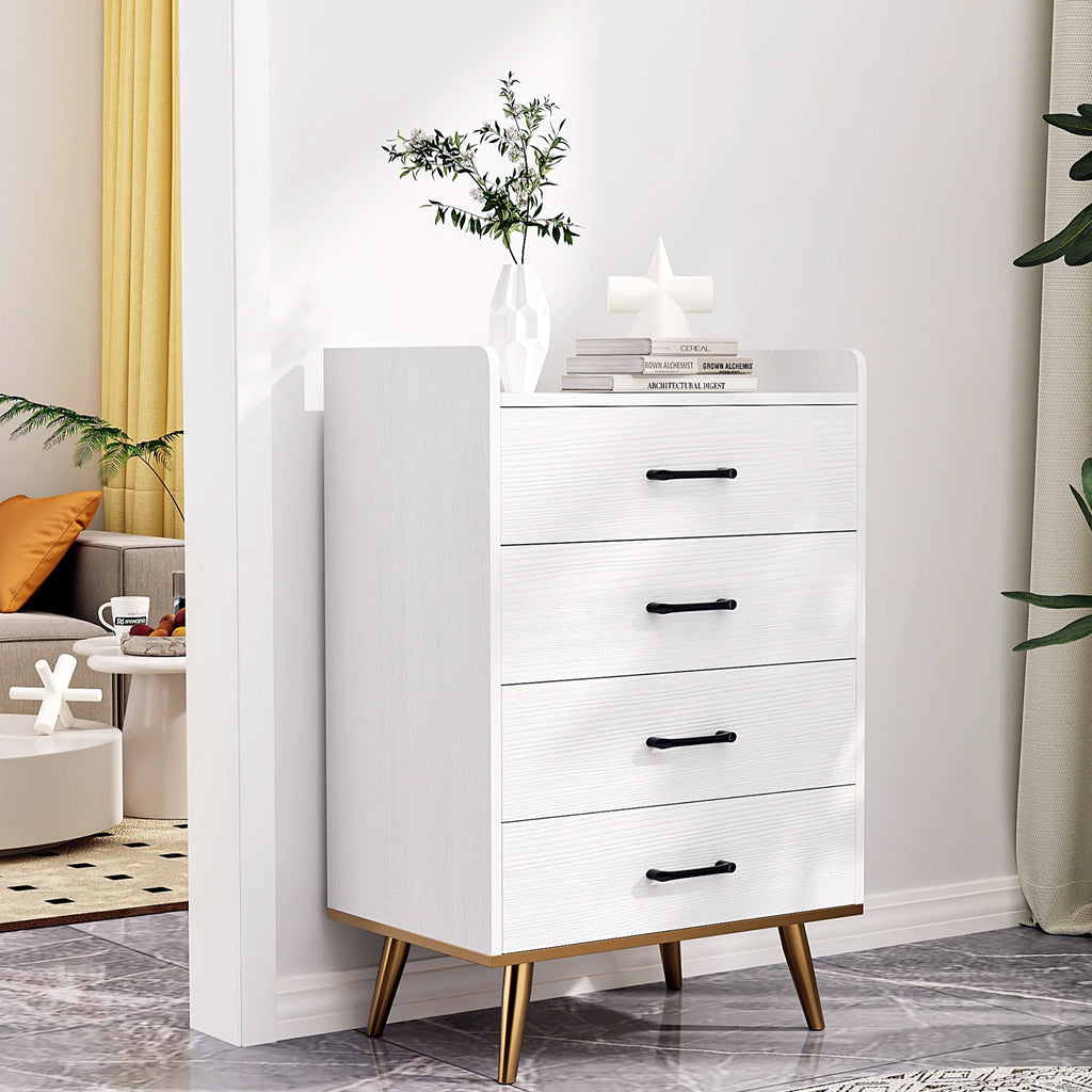 White 4 Drawer Wood Dresser E54961