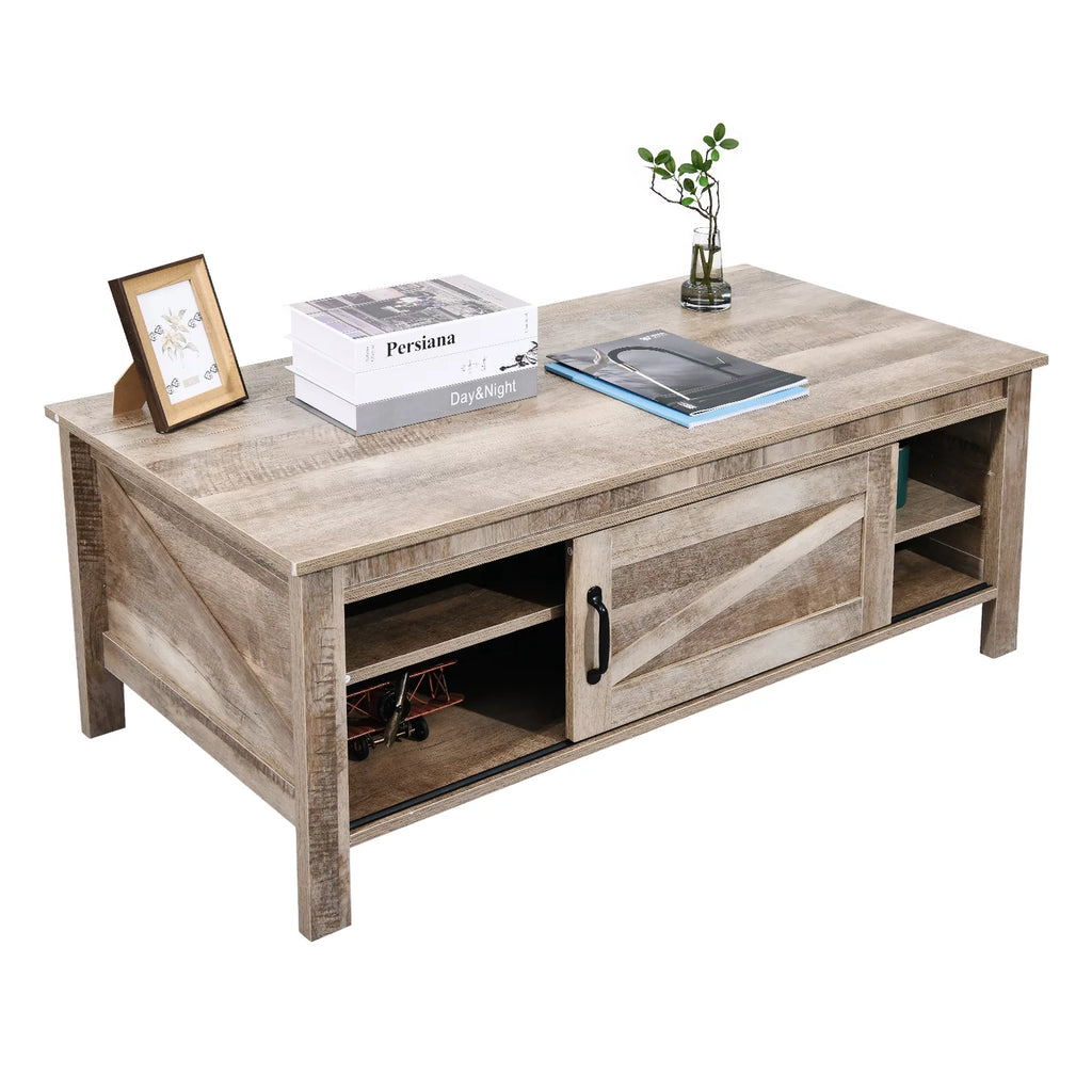 Gray Wood Coffee Table with Storage W608