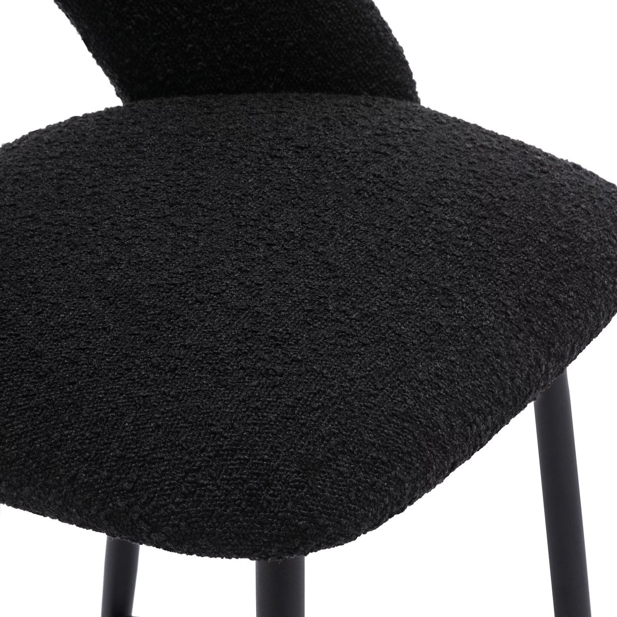 Boucle Fabric Barstools Set of 2 with Black Metal Legs B688032