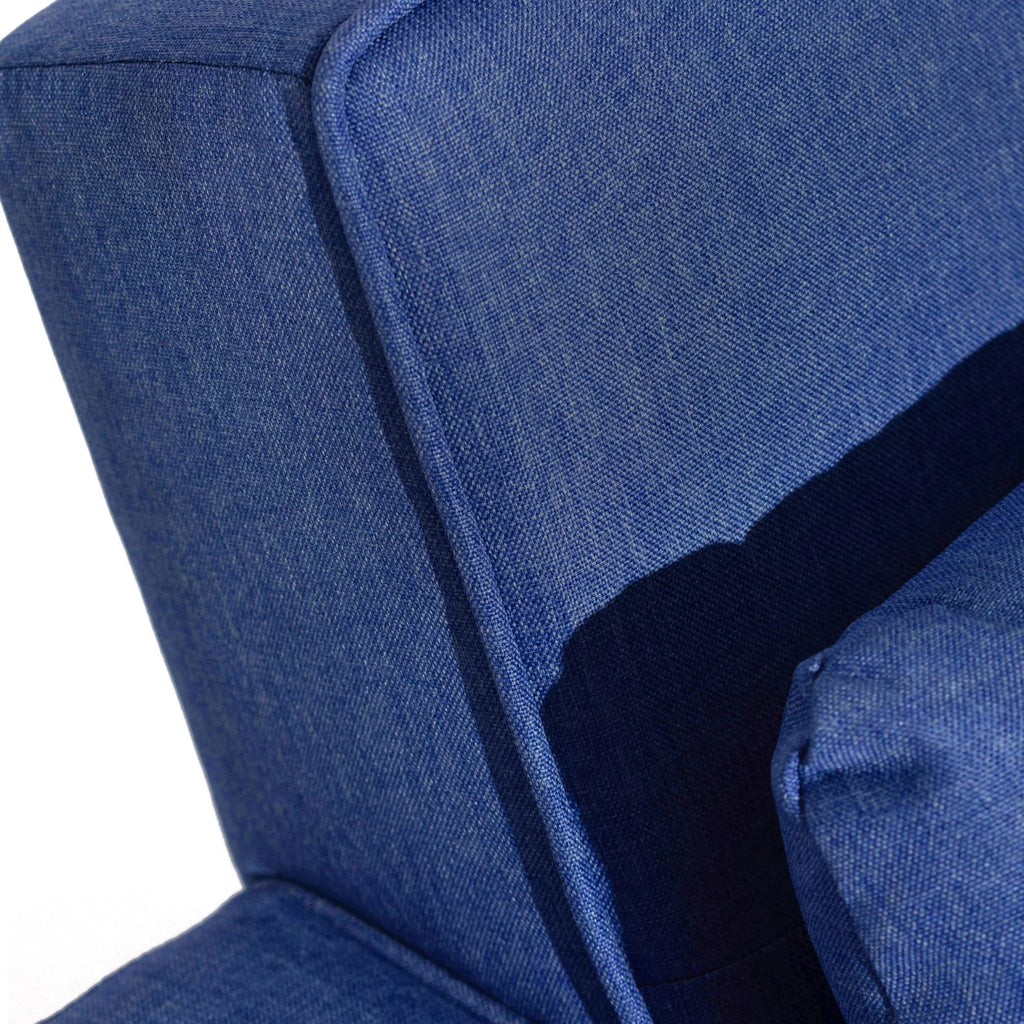 Blue Linen Fabric Convertible Chair Bed E174209