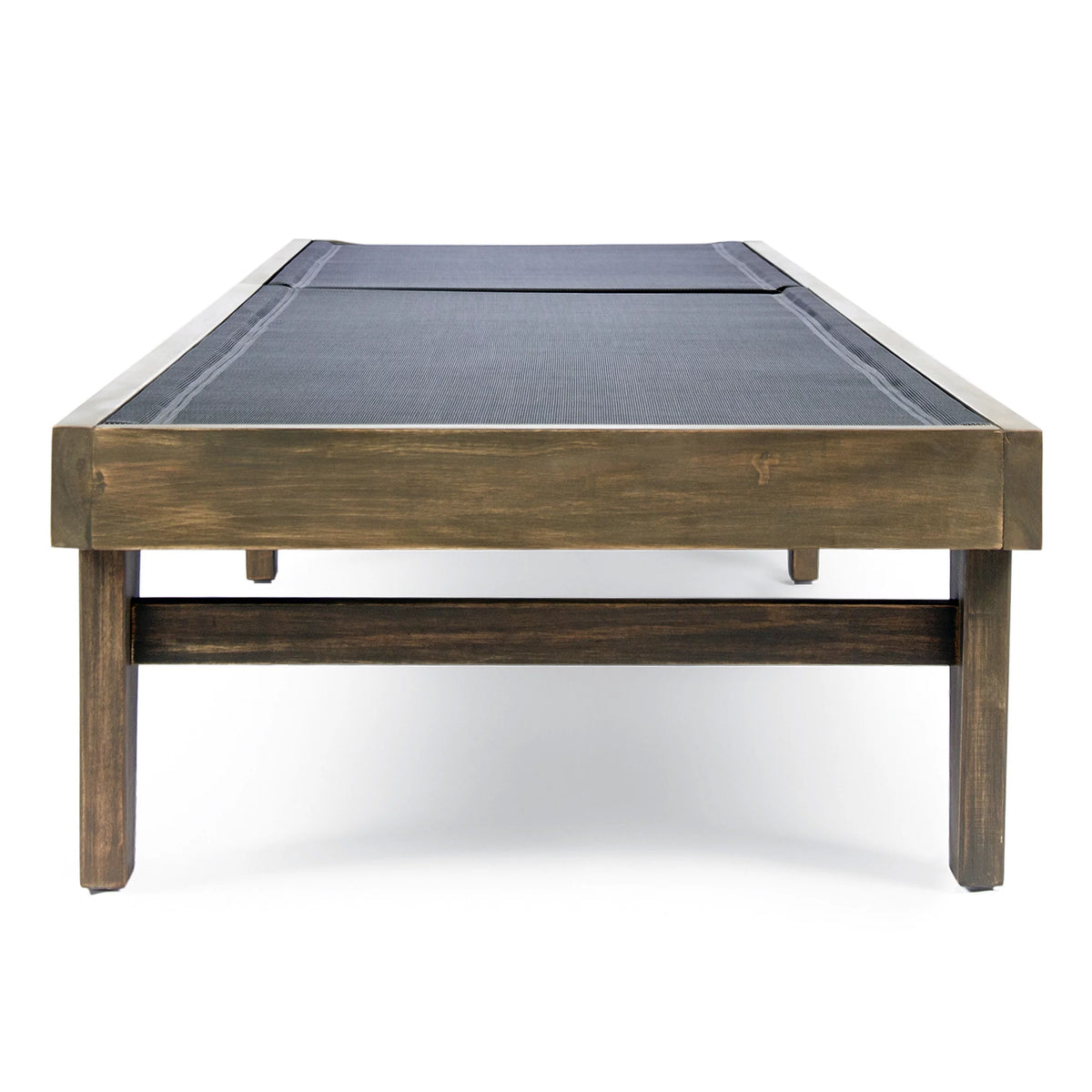 Gray Mesh and Acacia Wood Adjustable Chaise Lounge V18939