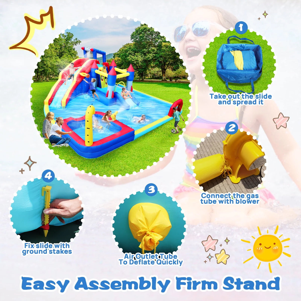 Inflatable Water Park with Splash Pool and Blower F194