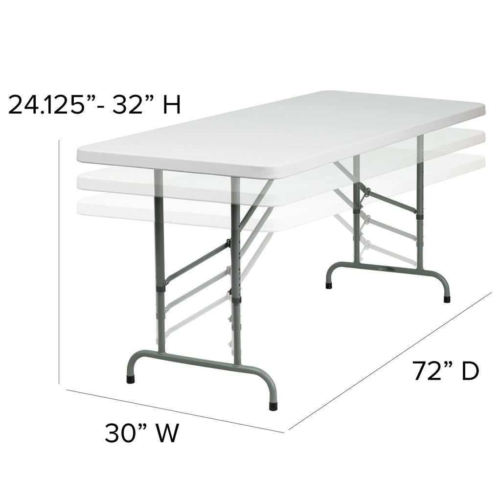 Height Adjustable Granite White Plastic Folding Table L96811