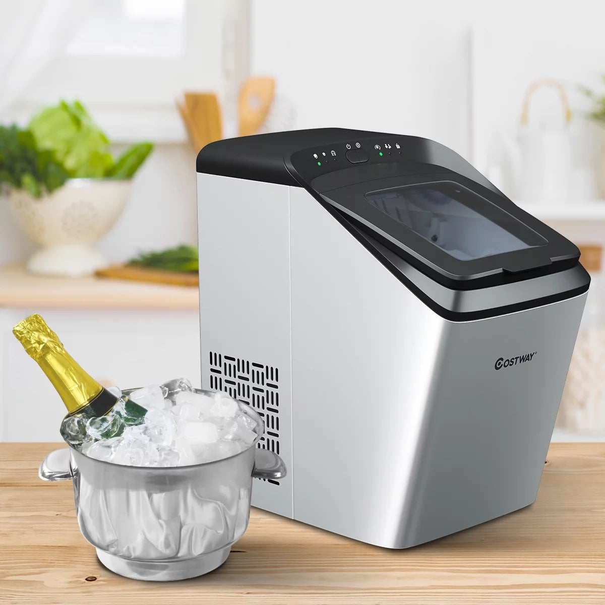 Stainless Steel Countertop Ice Maker with Scoop P485