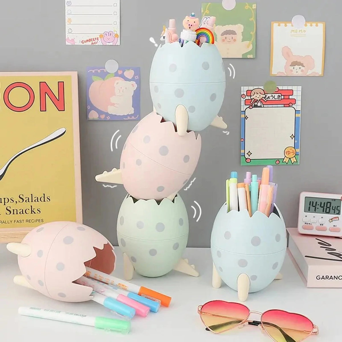 Kawaii Dinosaur Egg Pen Holder Large Capacity Desktop Stationery Storage Box G23028