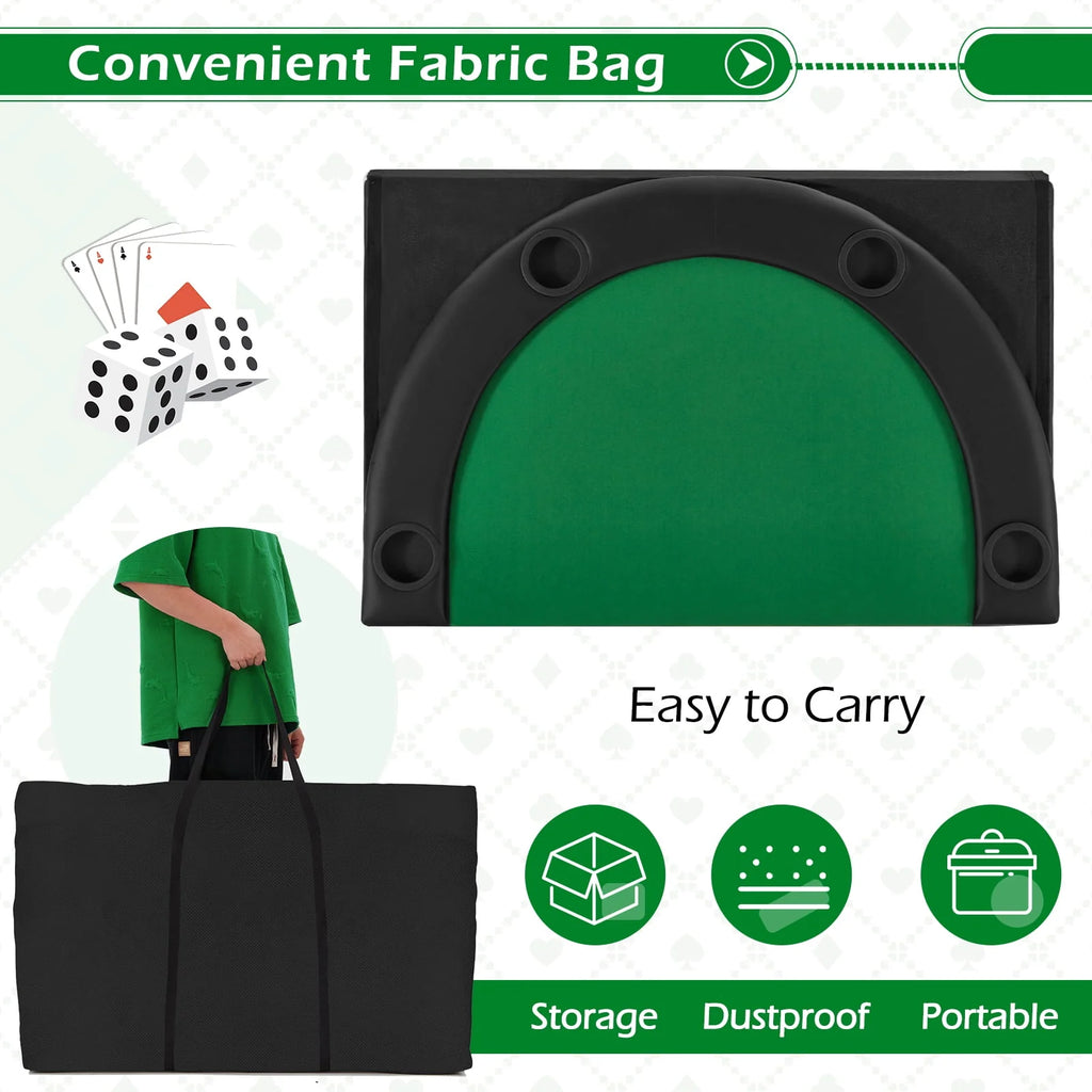 Poker Table with Cup Holder for 8 Players Green Felt Z70767