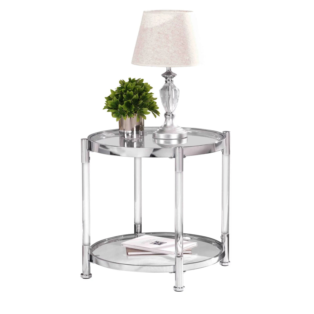 22" Round Acrylic Coffee Table with Metal Legs I4400