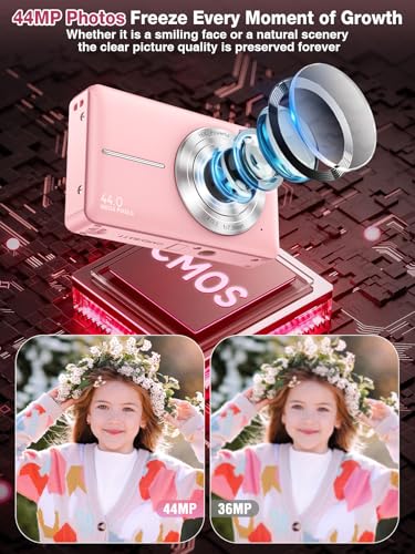 Pink 44MP 1080P Compact Digital Camera E483