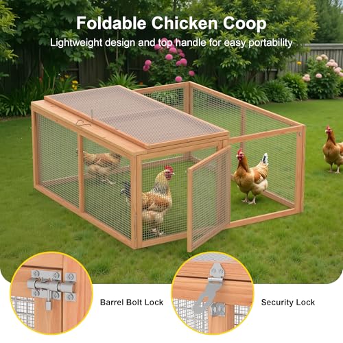 Wooden Folding Chicken Coop with 2 Accesses J899