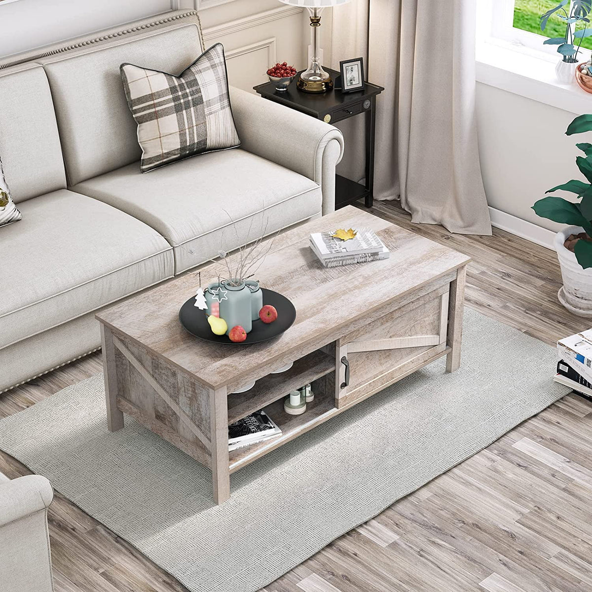 Gray Wood Coffee Table with Storage W608