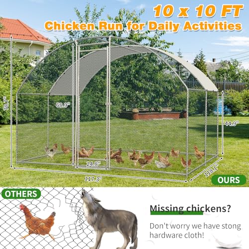 13×10FT Walk-in Galvanized Metal Chicken Coop with Waterproof Anti-UV Cover C50681