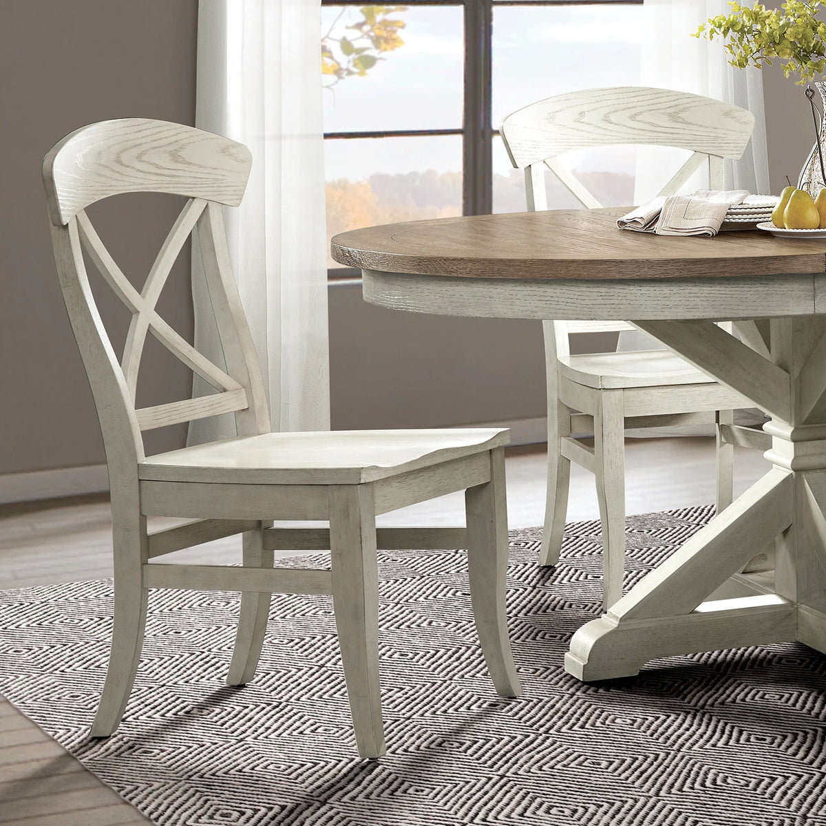 5-Piece Round Pedestal Dining Set with 4 Side Chairs J2481