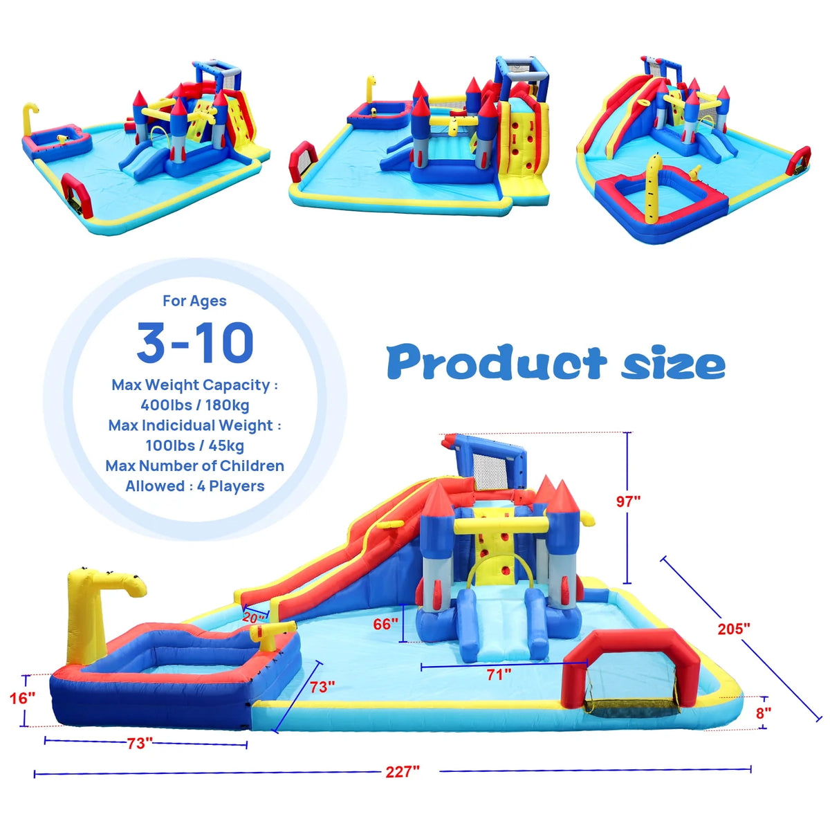 Inflatable Water Park with Splash Pool and Blower F194