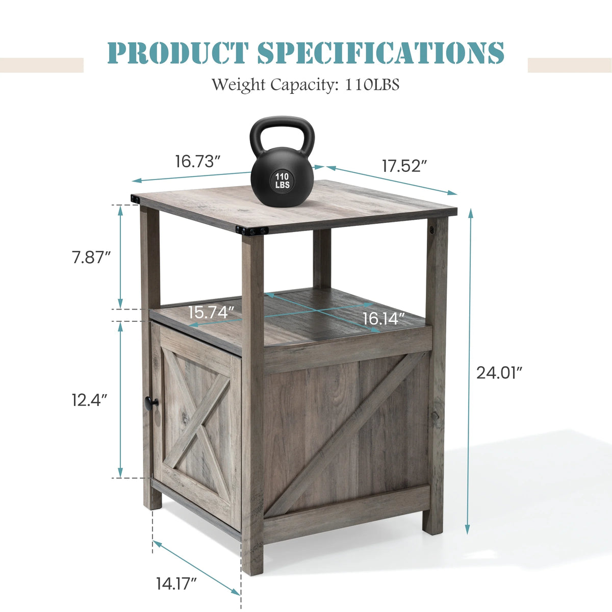 Chairside Table with Storage Cabinet Oak Finish G770387