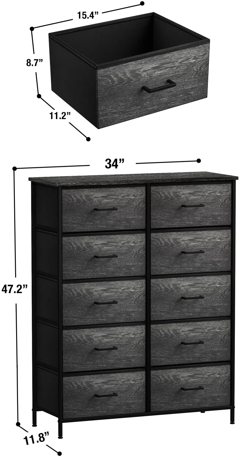 10 Drawer Faux Wood Storage Dresser F70201