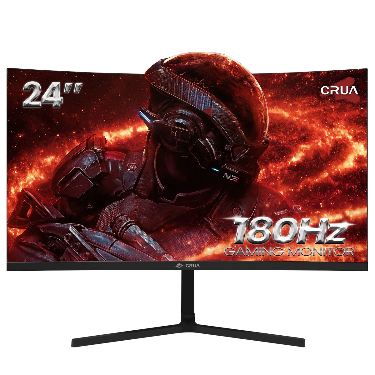 24 Curved Gaming Monitor FHD 1080P Frameless AMD FreeSync Black A9855