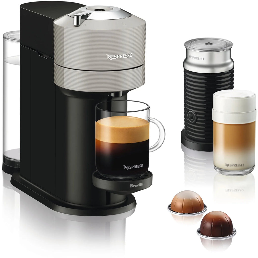 Light Gray Coffee and Espresso Maker with Black Milk Frother H814