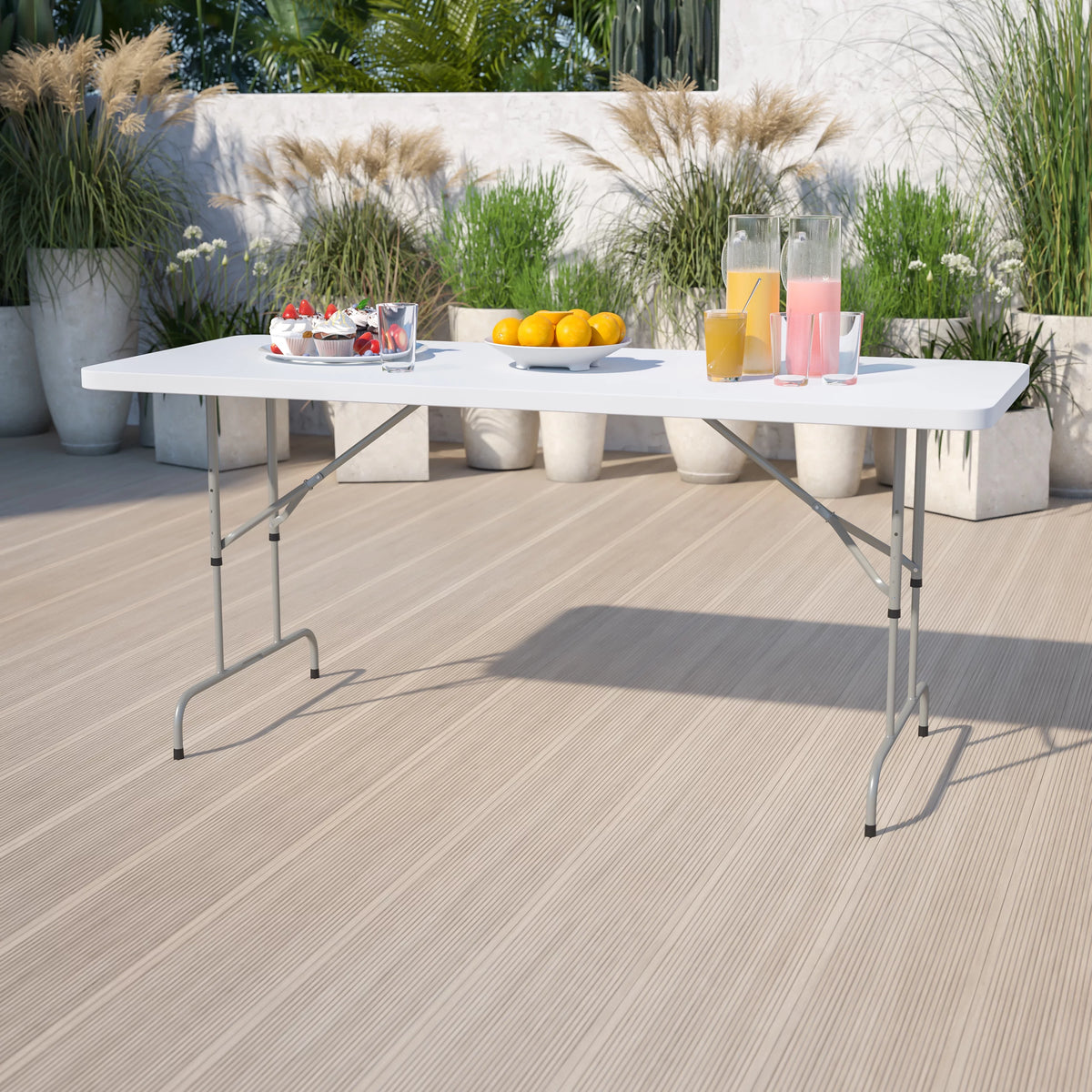 Height Adjustable Granite White Plastic Folding Table L96811