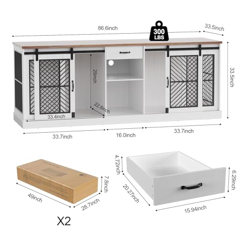 Wooden Double Dog Crate Furniture with Storage Shelves A388569