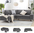 Gray Sectional Sofa with Armrest Storage E382
