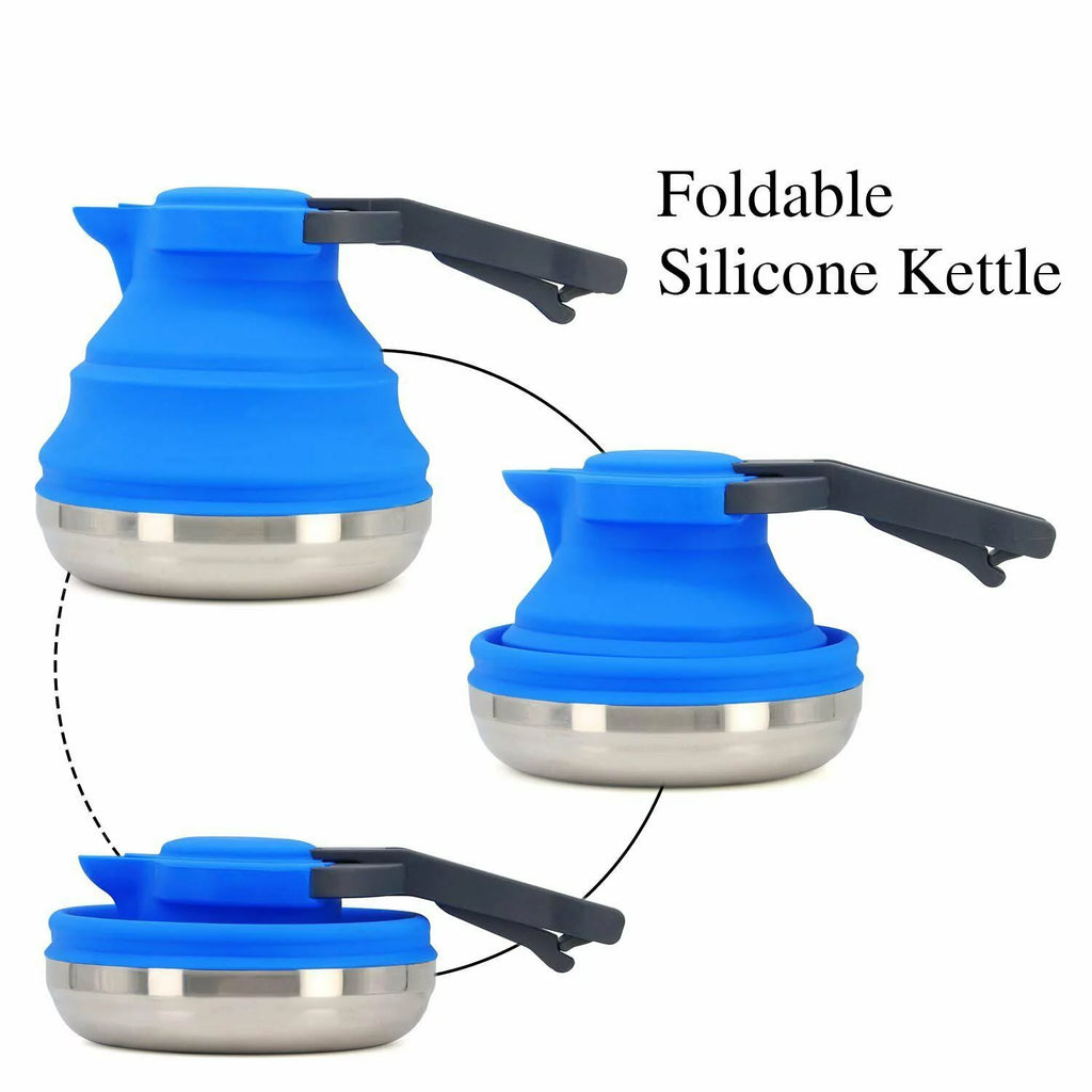 Portable Collapsible Camping Kettle 42 OZ Blue Y495640