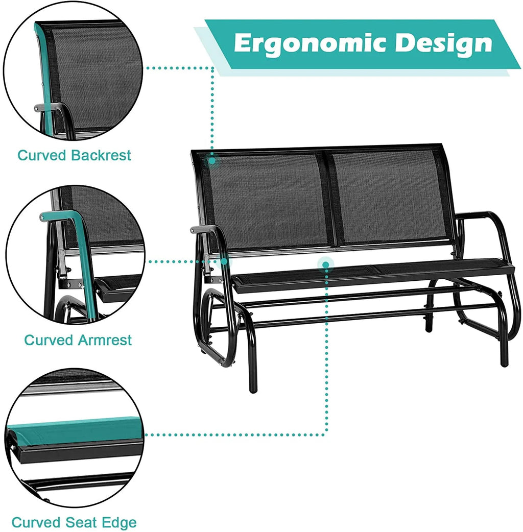 Black Steel Outdoor Glider Bench T174342