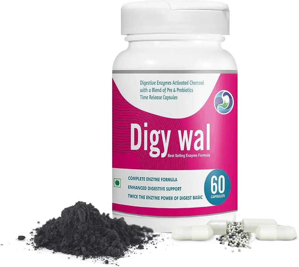 Activated Charcoal Digestive Enzymes with Probiotics and Prebiotics 60 Count Capsules C6844
