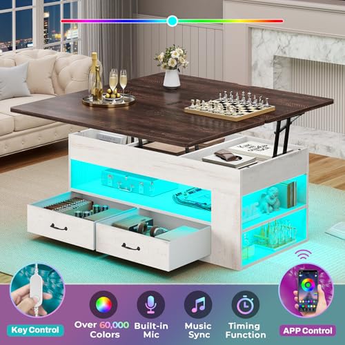 Lift Top Coffee Table with Storage and Drawers D465976