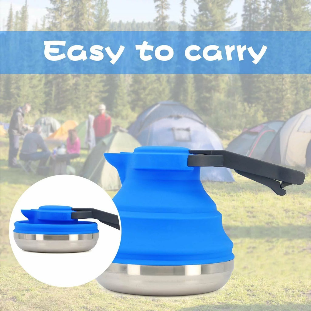 Portable Collapsible Camping Kettle 42 OZ Blue Y495640