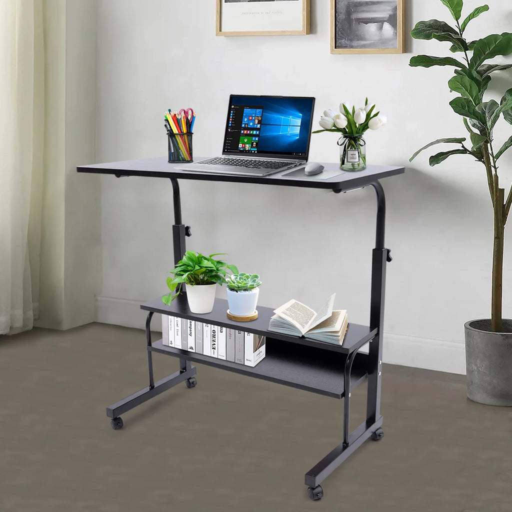 Height Adjustable Mobile Computer Desk with Wheels Y140384