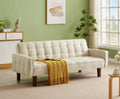Beige Linen Tufted Convertible Sleeper Sofa E819741