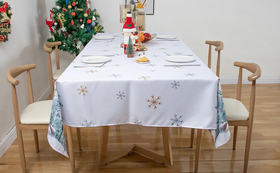 Christmas Tablecloth Rectangle 60x102in Machine Washable Polyester Y98148