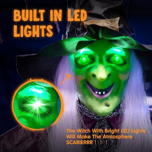 78" Hanging Witch Halloween Decoration with Light Up Eyes E726106