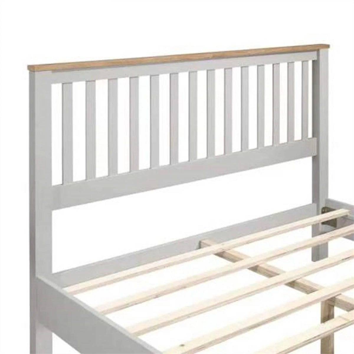 Gray Solid Platform Queen Bed with Oak Top G96741