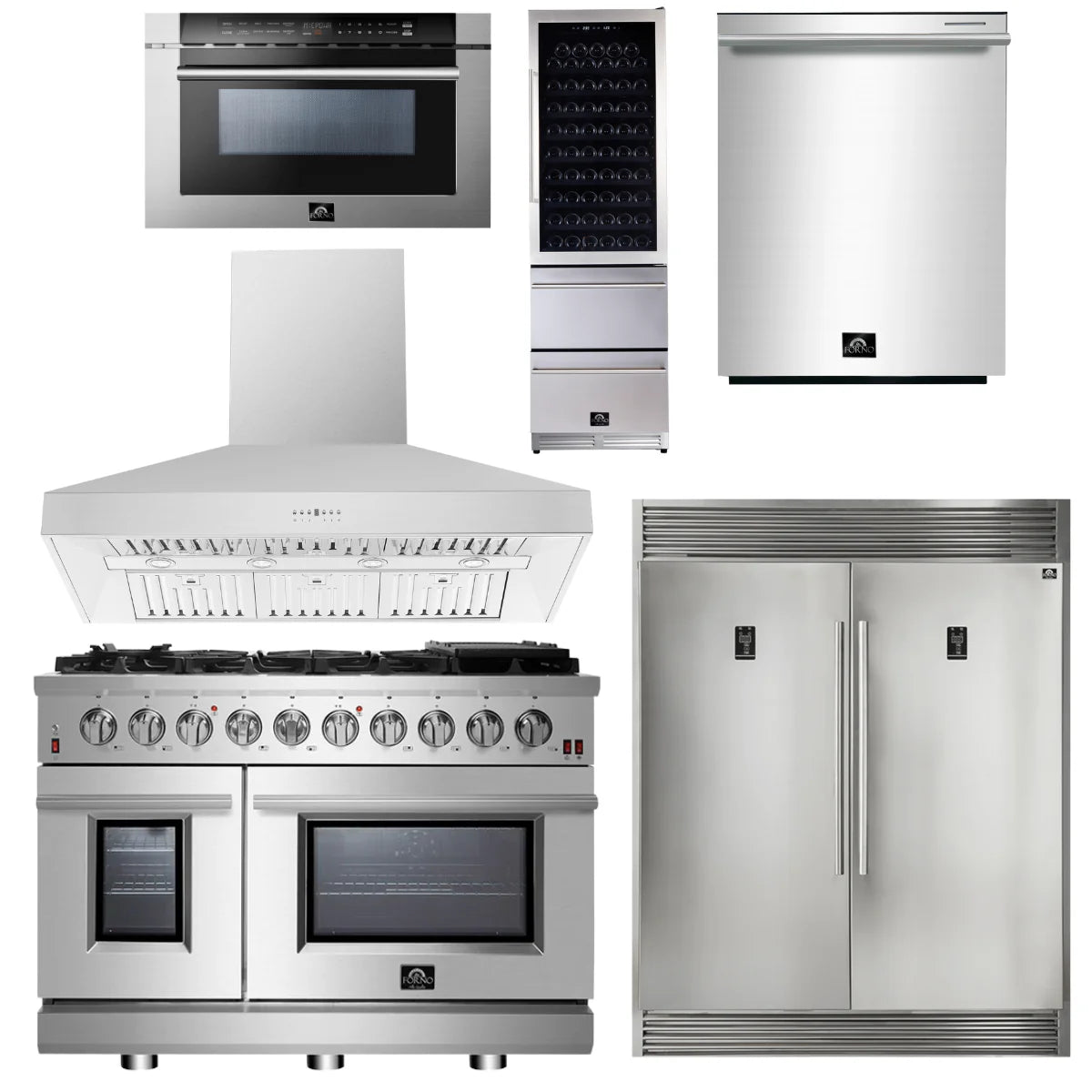 48 Gas Range, Range Hood, 60 Refrigerator, Dishwasher, Microwave Drawer, Wine Cooler Z277195