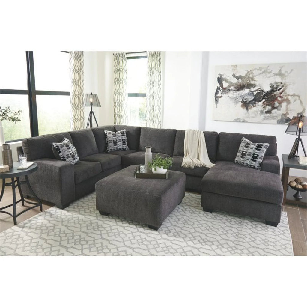 Gray Oversized Fabric Accent Ottoman B885911