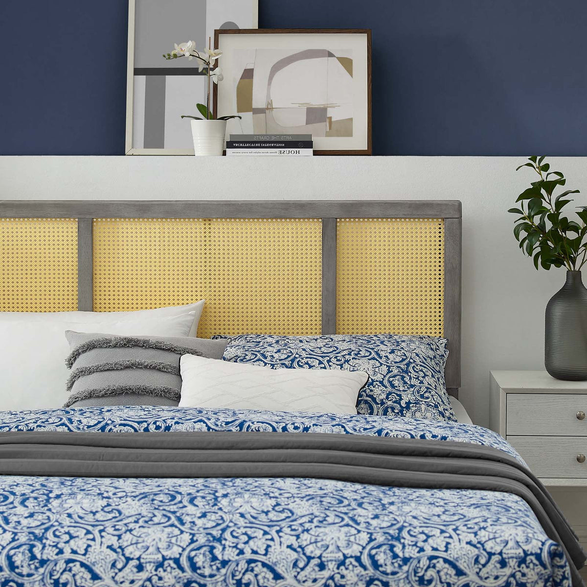 Full Size Grey Wood Headboard X122664