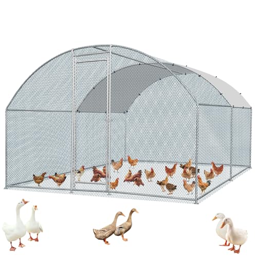 13×10FT Walk-in Galvanized Metal Chicken Coop with Waterproof Anti-UV Cover C50681