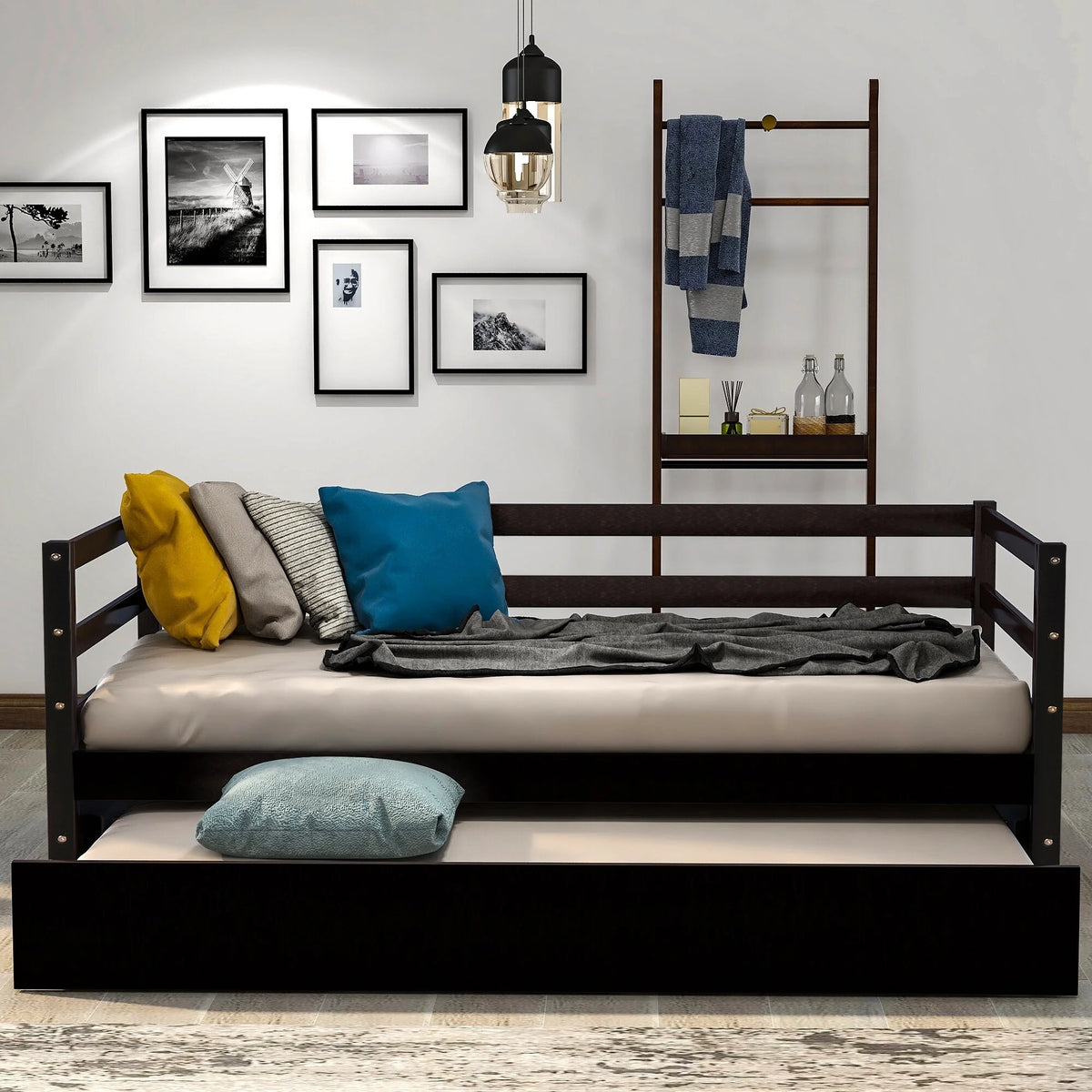 Twin Size Espresso Daybed with Trundle T2323