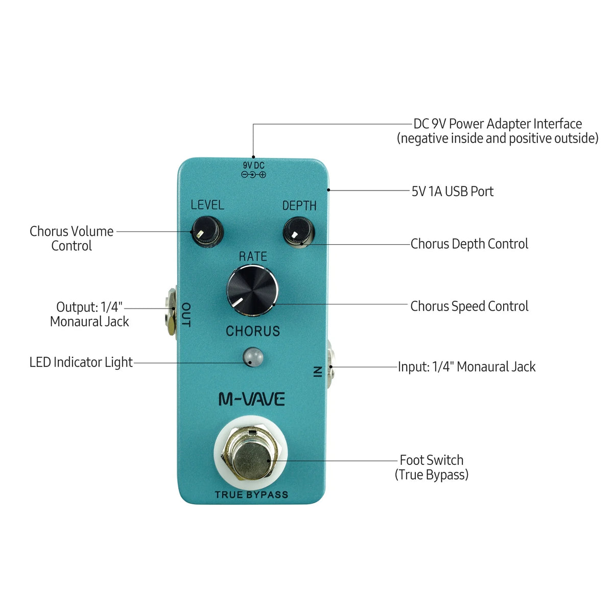 Analog Chorus Guitar Effect Pedal V604