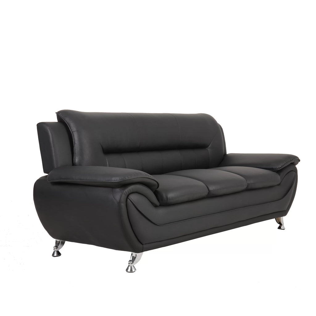 Grey Faux Leather Pillow Top Arm Sofa Z8185